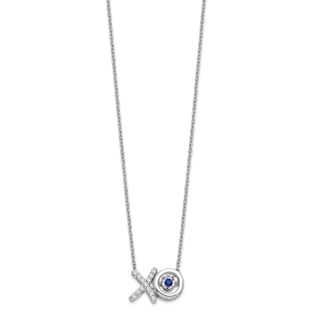 14K Weißgold Saphir/real Diamant X und O Halskette