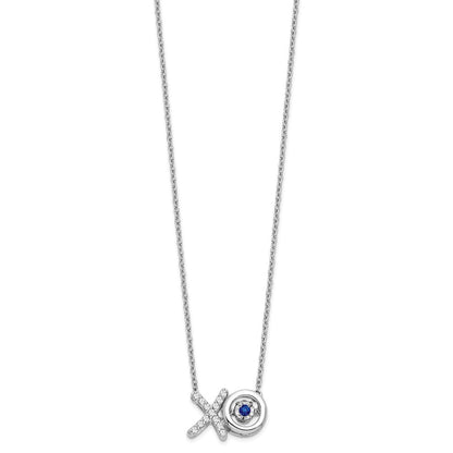 14K Weißgold Saphir/real Diamant X und O Halskette