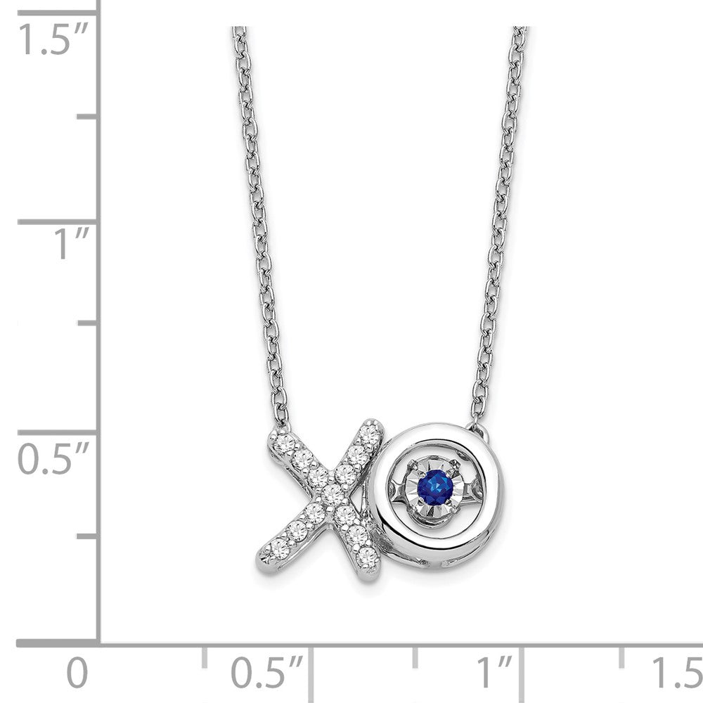 14K Weißgold Saphir/real Diamant X und O Halskette