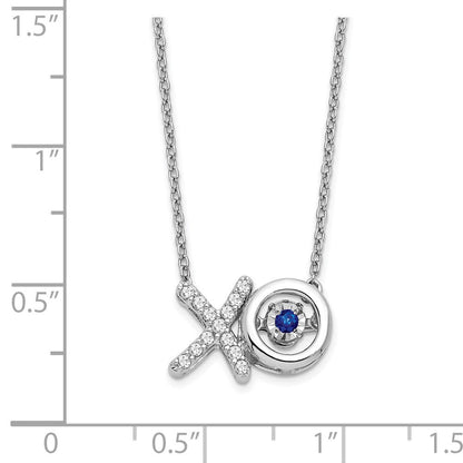14K Weißgold Saphir/real Diamant X und O Halskette