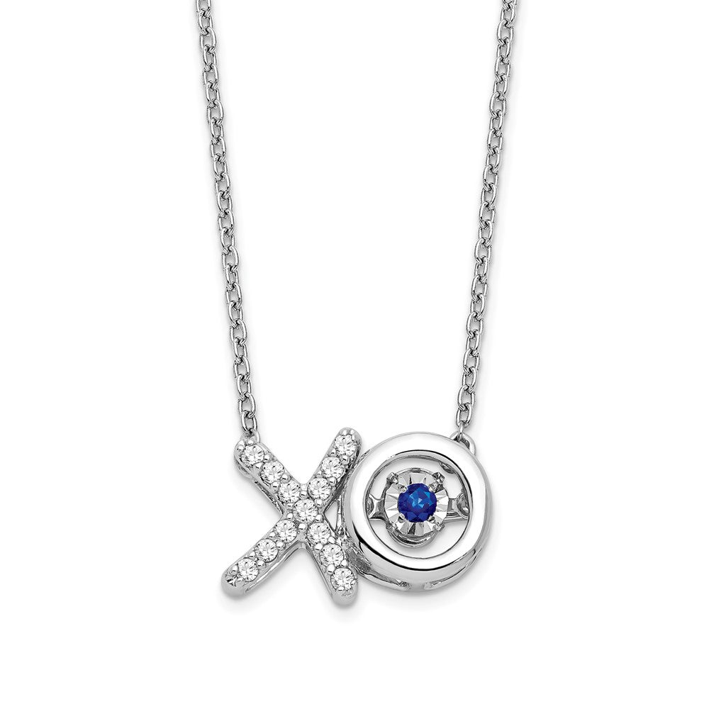 14K Weißgold Saphir/real Diamant X und O Halskette