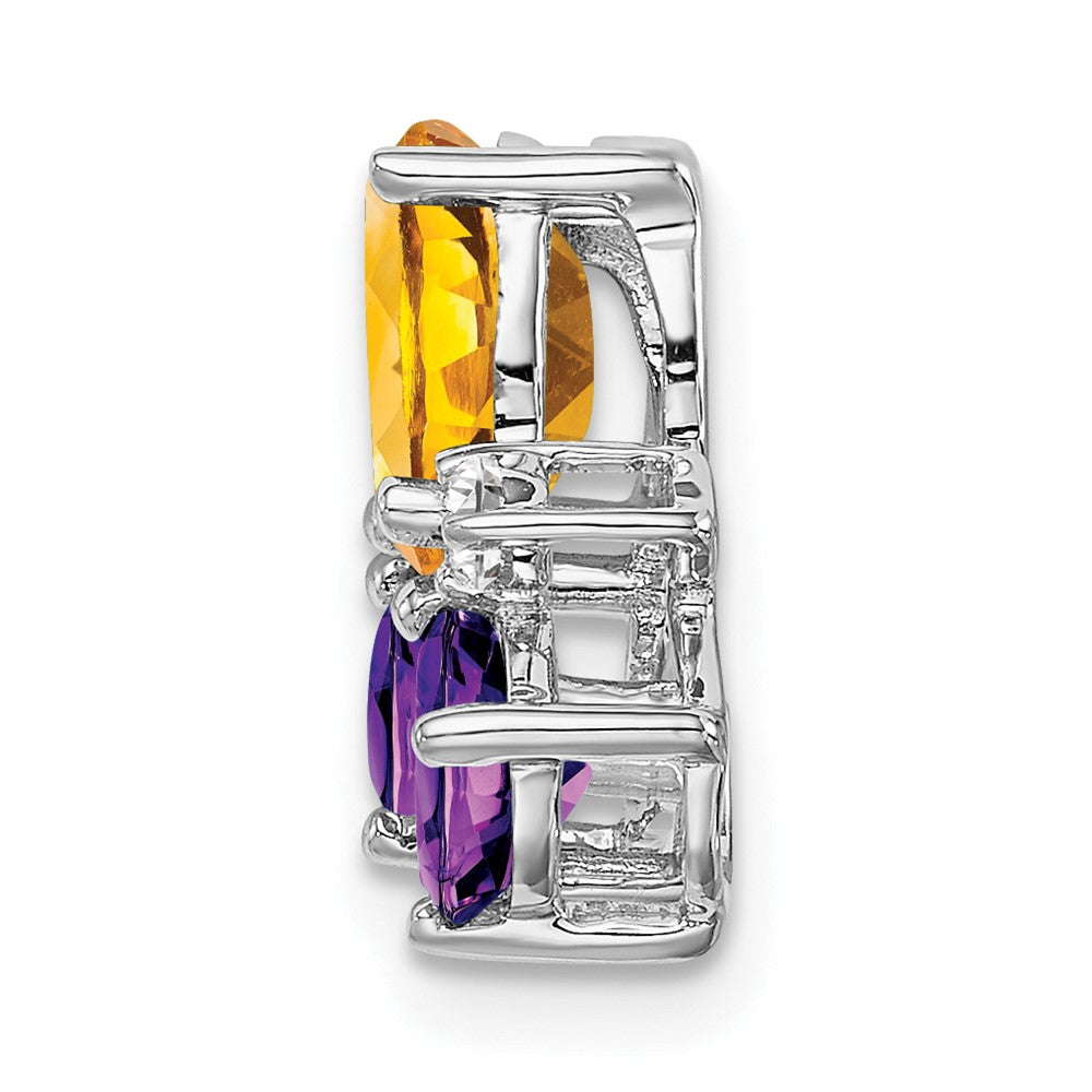 14K Weißgold Amethyst/citrine/real Diamant Kette Anhänger