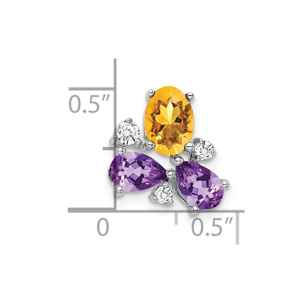 14K Weißgold Amethyst/citrine/real Diamant Kette Anhänger