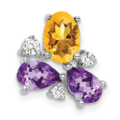 14K Weißgold Amethyst/citrine/real Diamant Kette Anhänger