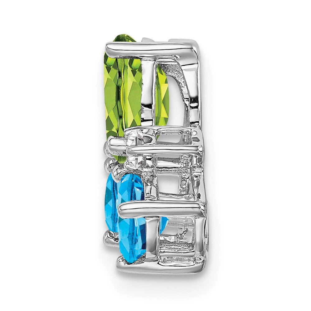 14K Weißgold Blautopas /peridot/real Diamant Kette Anhänger