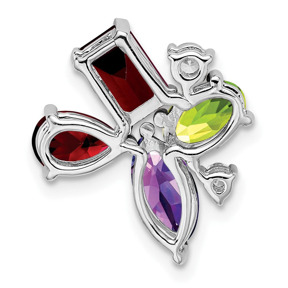 14K Weißgold Amethyst/peridot/garnet/real Diamant Kette Anhänger