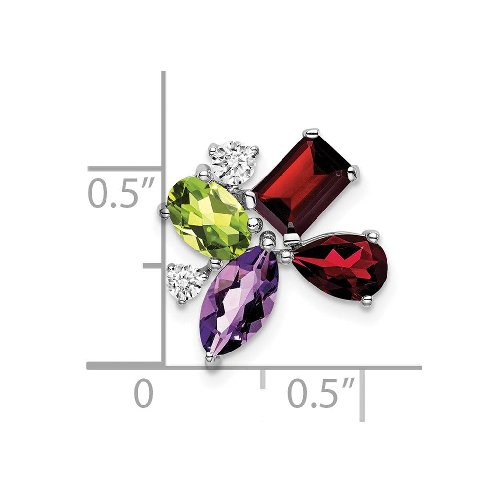 14K Weißgold Amethyst/peridot/garnet/real Diamant Kette Anhänger
