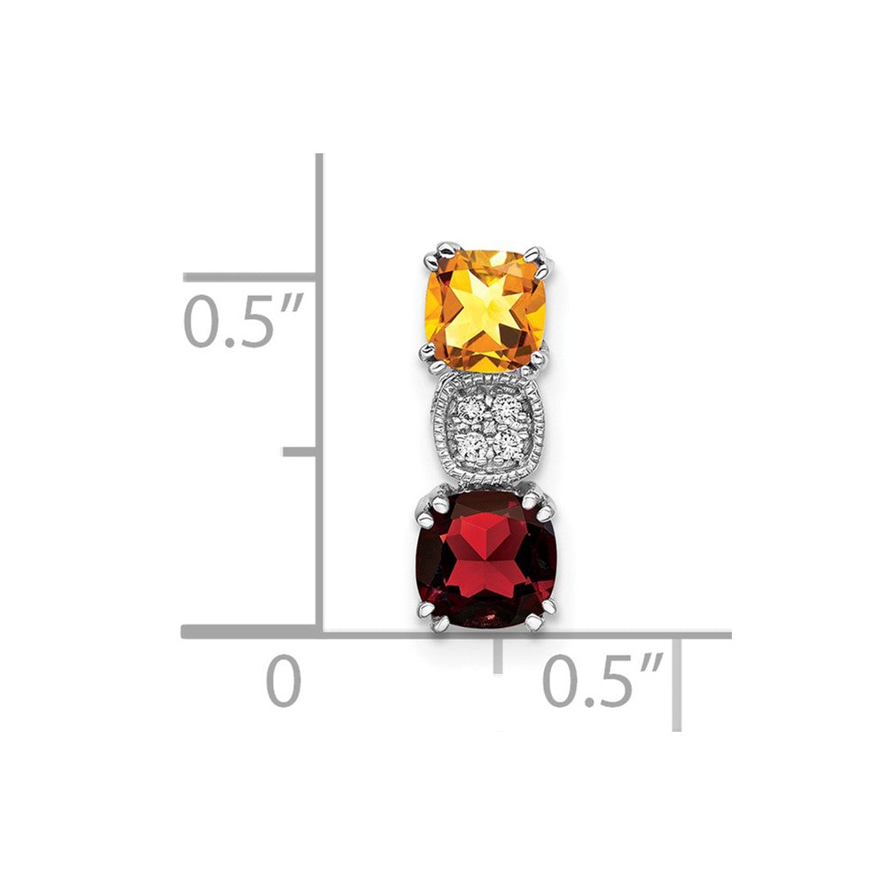 14K Weißgold Citrin/garnet/real Diamant Kette Anhänger