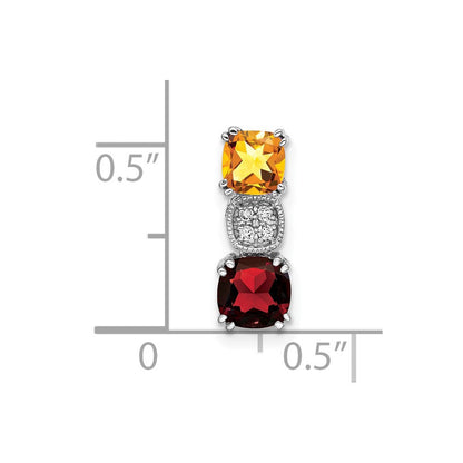 14K Weißgold Citrin/garnet/real Diamant Kette Anhänger