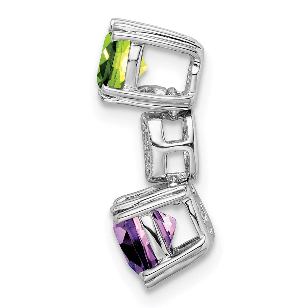 14K Weißgold Peridot/amethyst/real Diamant Kette Anhänger