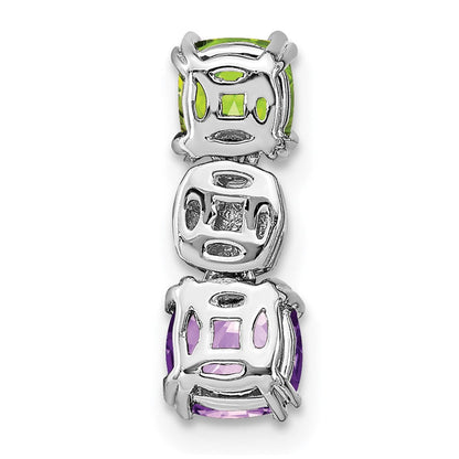 14K Weißgold Peridot/amethyst/real Diamant Kette Anhänger