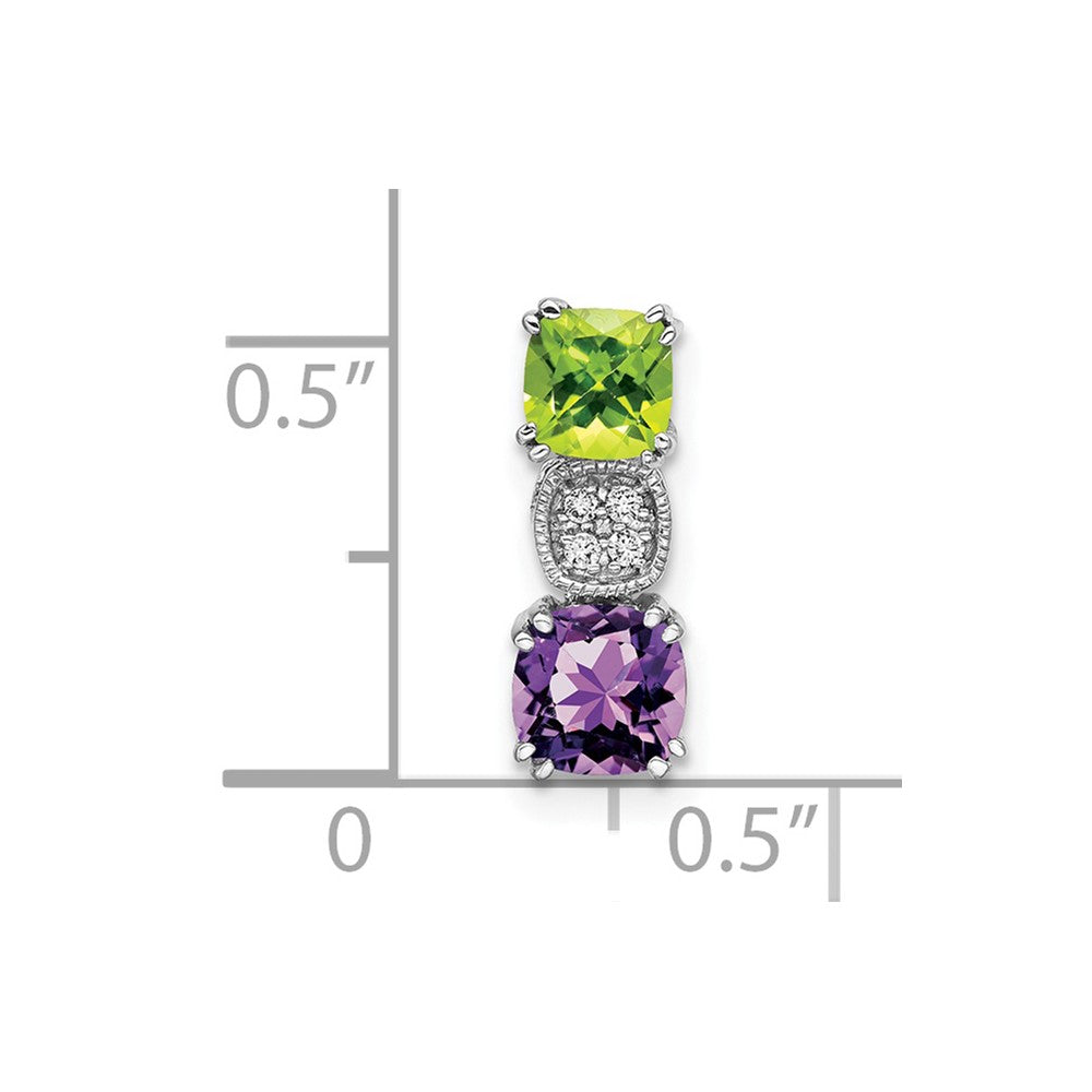 14K Weißgold Peridot/amethyst/real Diamant Kette Anhänger