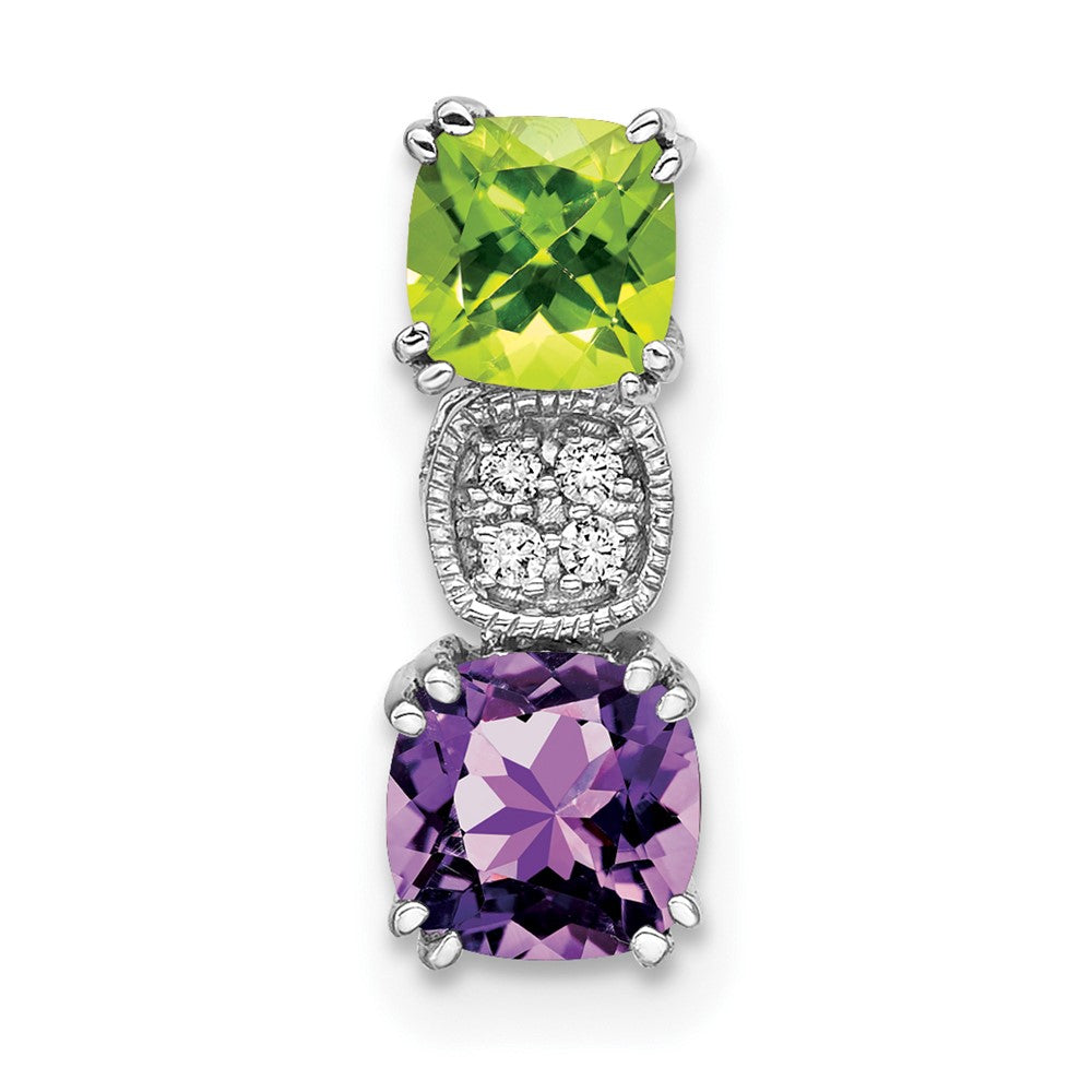 14K Weißgold Peridot/amethyst/real Diamant Kette Anhänger