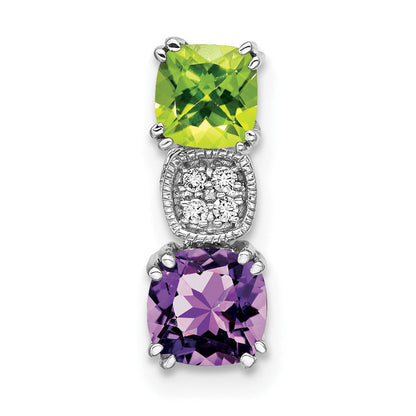 14K Weißgold Peridot/amethyst/real Diamant Kette Anhänger
