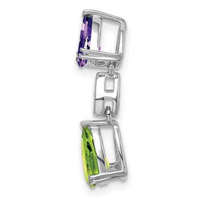 14K Weißgold Amethyst/peridot/diamond Kette Anhänger