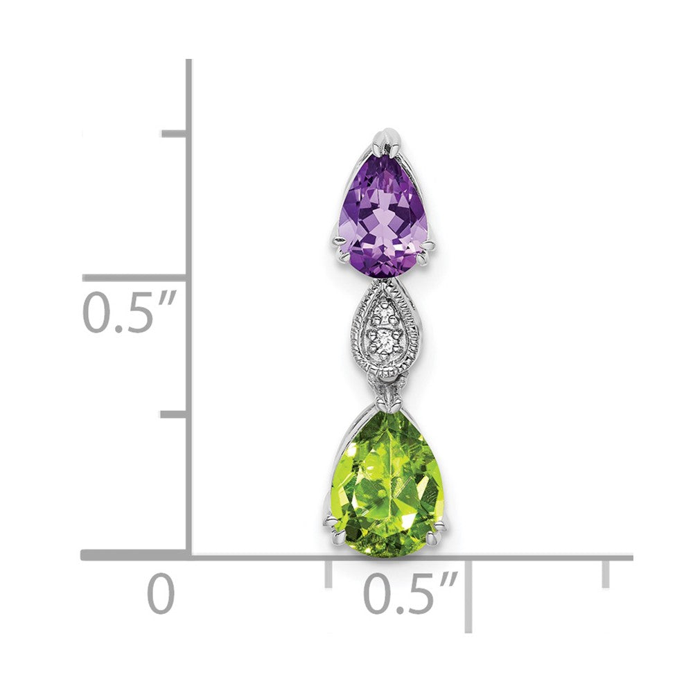 14K Weißgold Amethyst/peridot/diamond Kette Anhänger