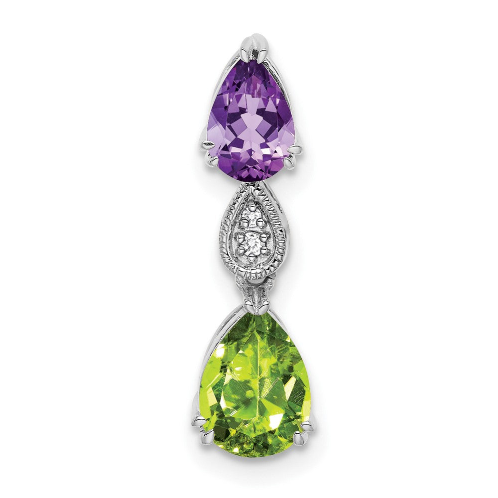 14K Weißgold Amethyst/peridot/diamond Kette Anhänger