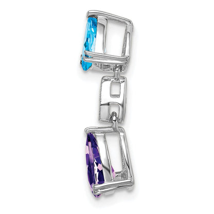 14K Weißgold Blautopas /amethyst/real Diamant Kette Anhänger