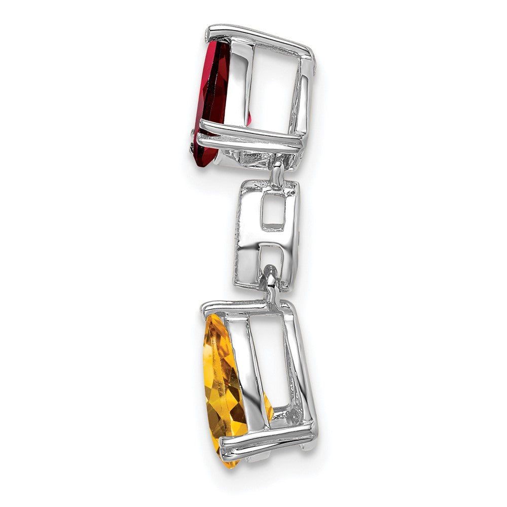 14K Weißgold Granat/citrine/real Diamant Kette Anhänger