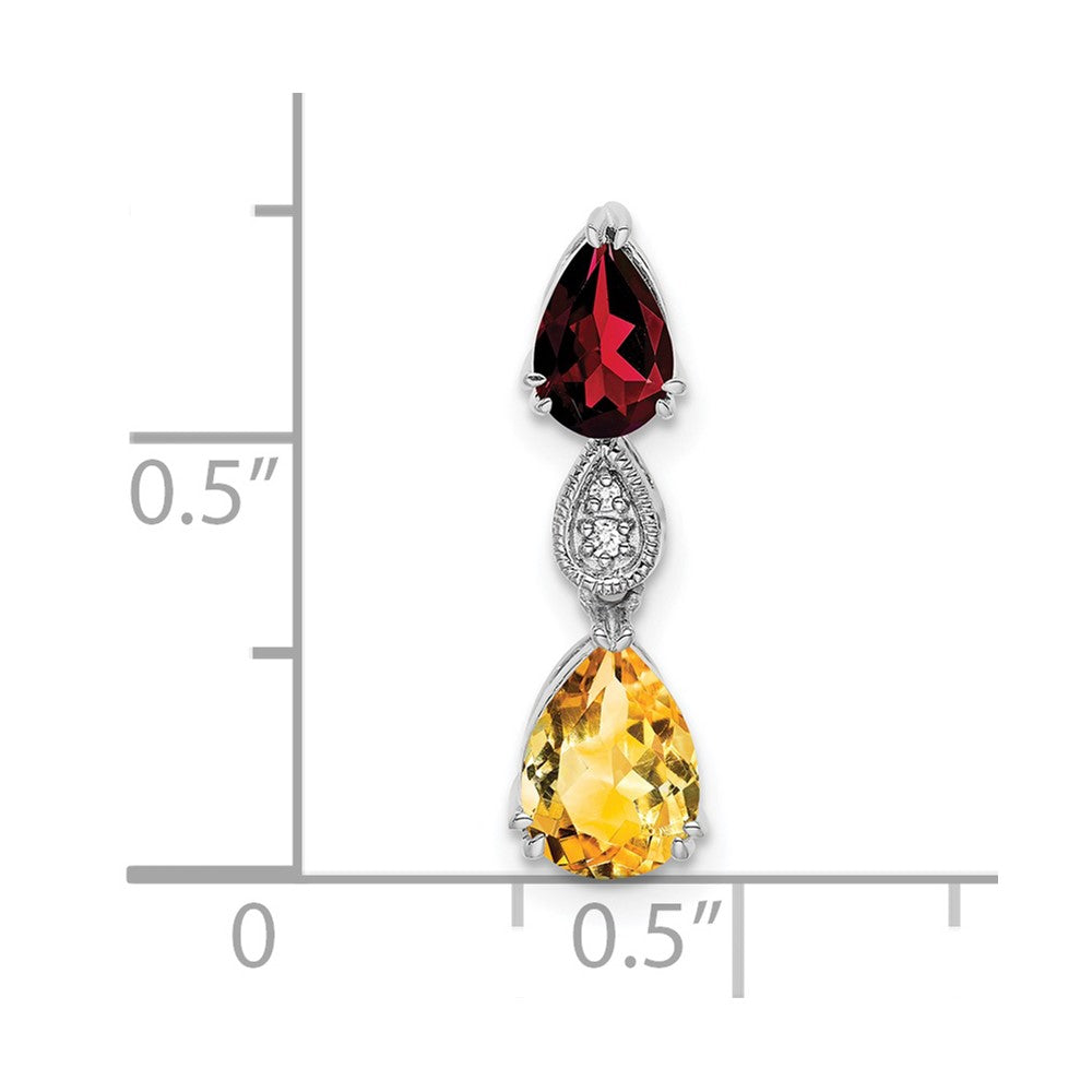 14K Weißgold Granat/citrine/real Diamant Kette Anhänger
