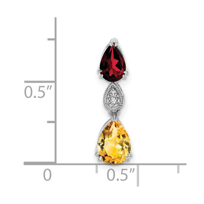 14K Weißgold Granat/citrine/real Diamant Kette Anhänger