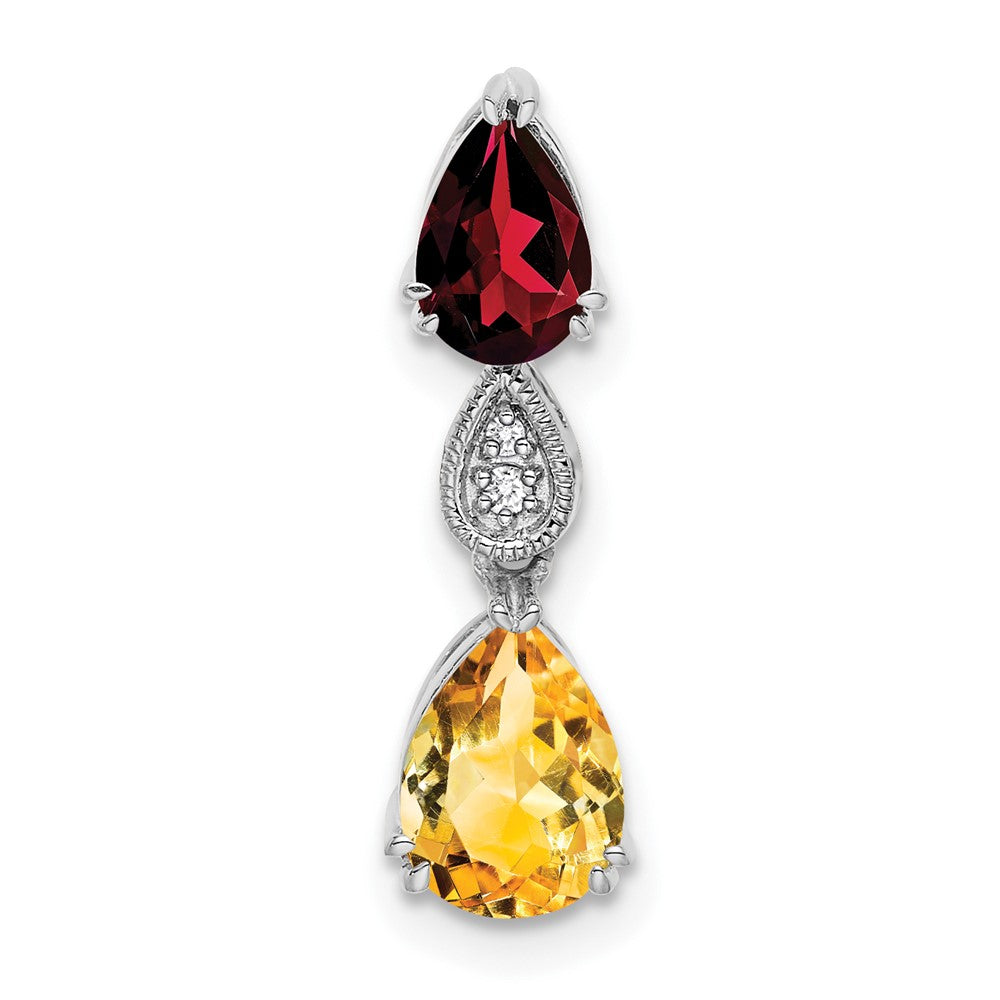 14K Weißgold Granat/citrine/real Diamant Kette Anhänger
