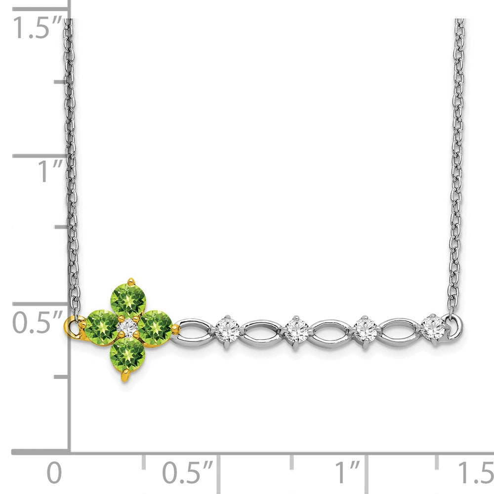 14K Bicolor Gold Peridot und Echt Diamant 18 Zoll. Blumen Stab Halskette