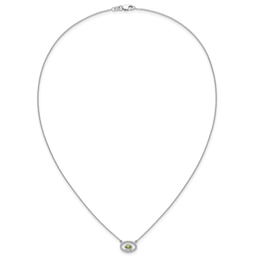 14K Weißgold Oval Peridot und Echt Diamant 18 Zoll. Halskette