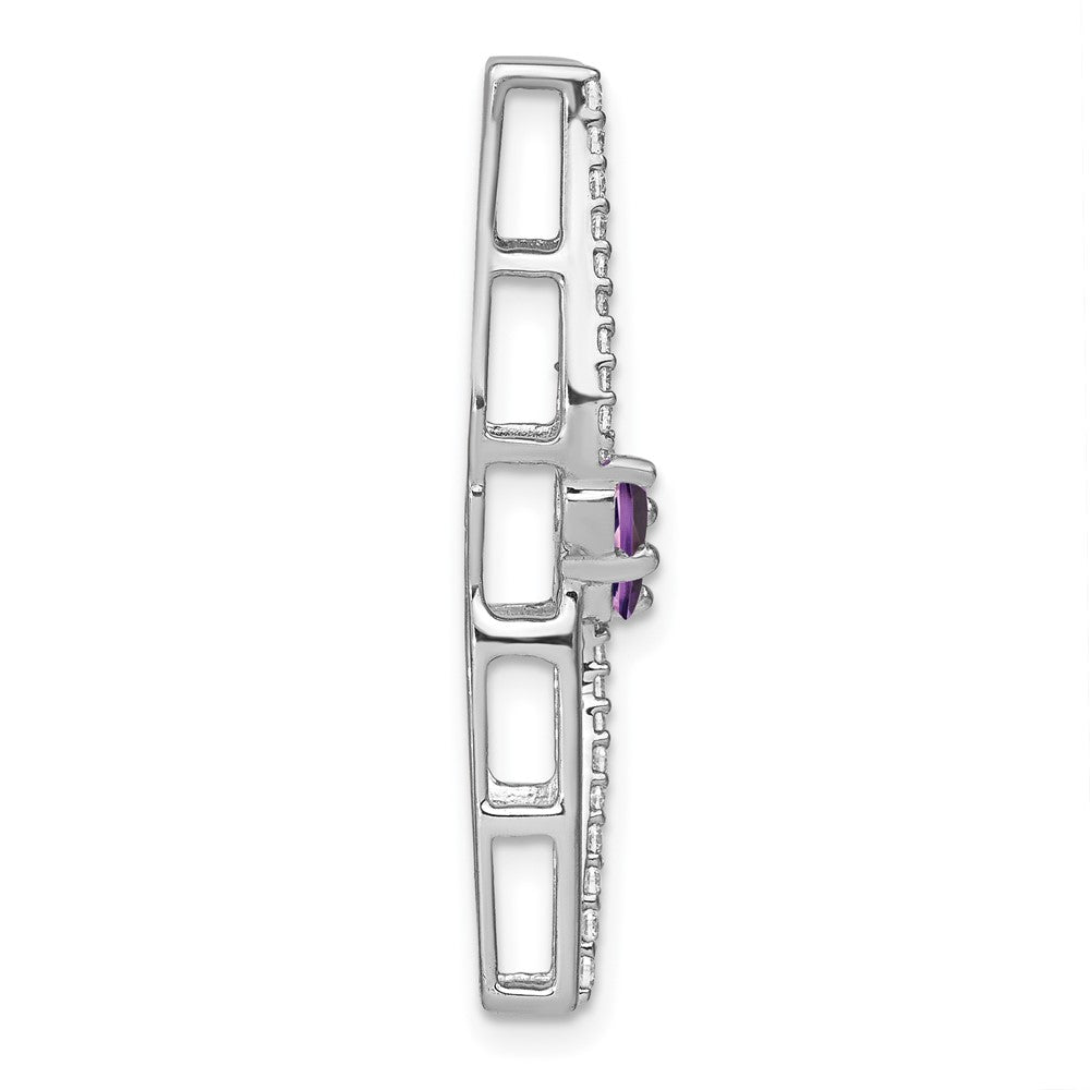 14K Weißgold Amethyst und Echt Diamant Kette Anhänger