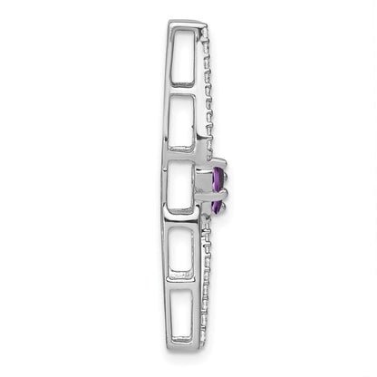 14K Weißgold Amethyst und Echt Diamant Kette Anhänger