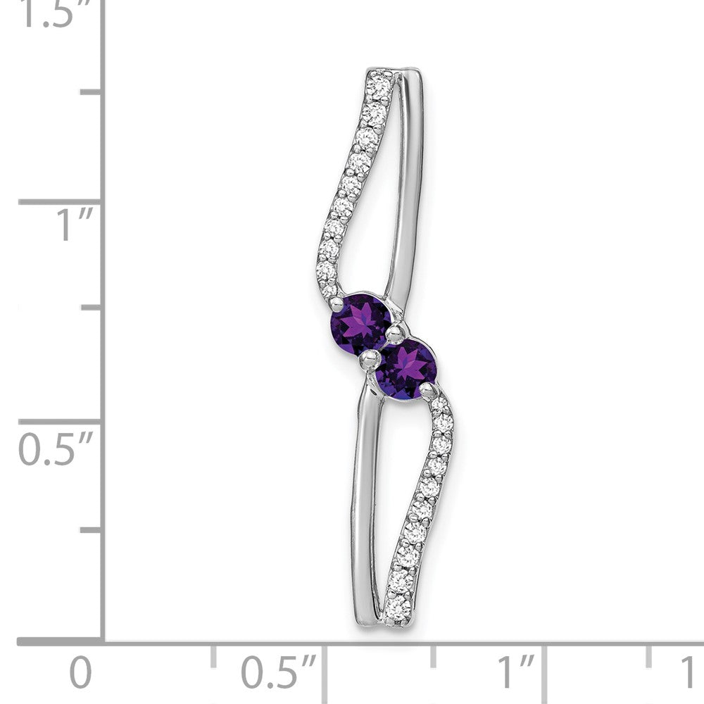 14K Weißgold Amethyst und Echt Diamant Kette Anhänger