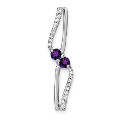 14K Weißgold Amethyst und Echt Diamant Kette Anhänger