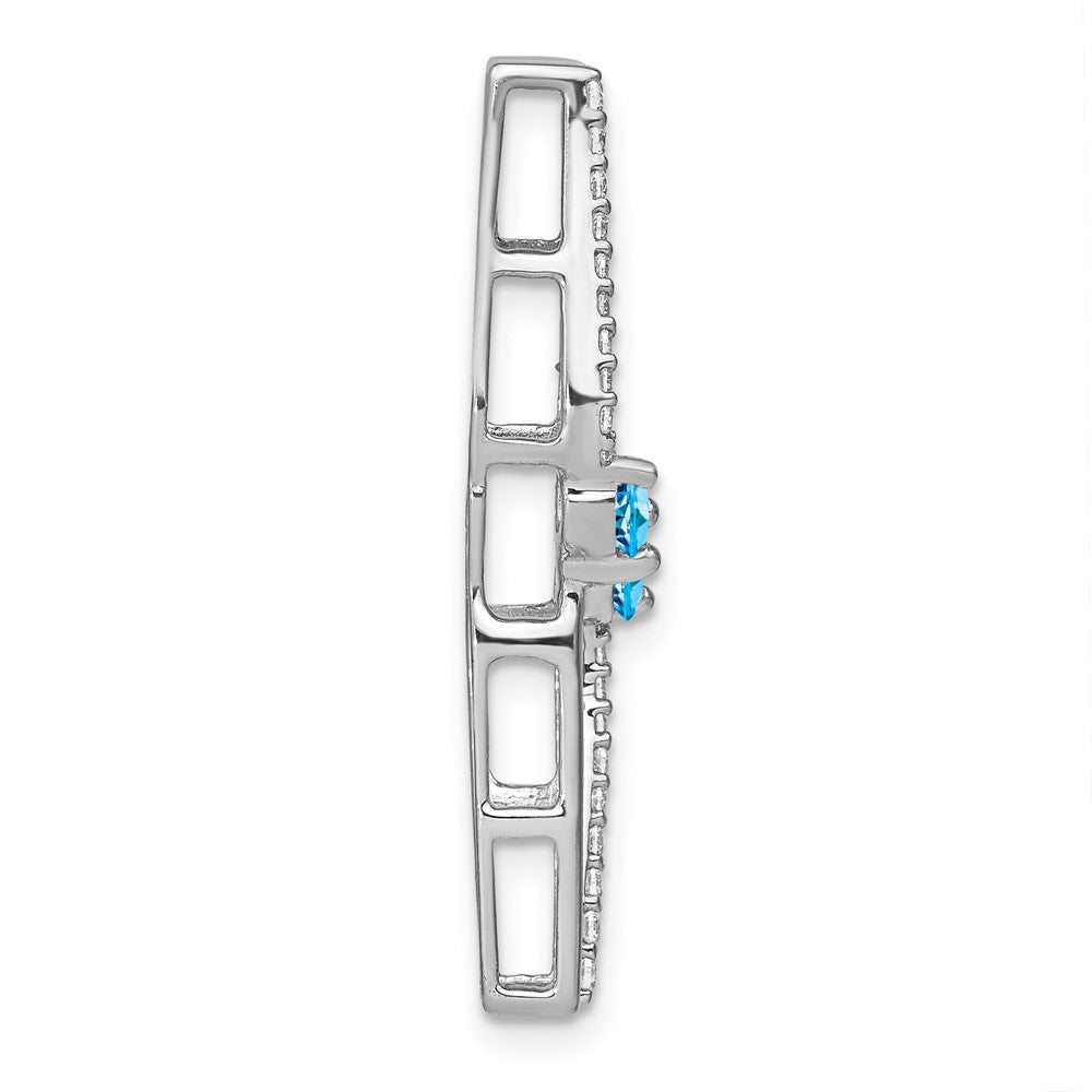 14K Weißgold Blautopas und Echt Diamant Kette Anhänger