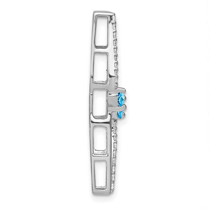 14K Weißgold Blautopas und Echt Diamant Kette Anhänger