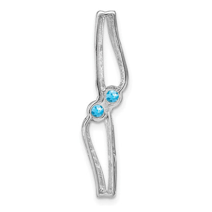 14K Weißgold Blautopas und Echt Diamant Kette Anhänger