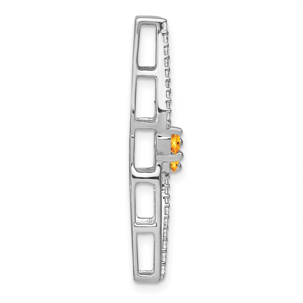 14K Weißgold Citrin und Echt Diamant Kette Anhänger