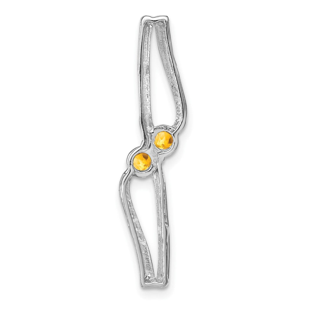 14K Weißgold Citrin und Echt Diamant Kette Anhänger