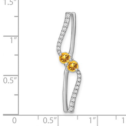 14K Weißgold Citrin und Echt Diamant Kette Anhänger