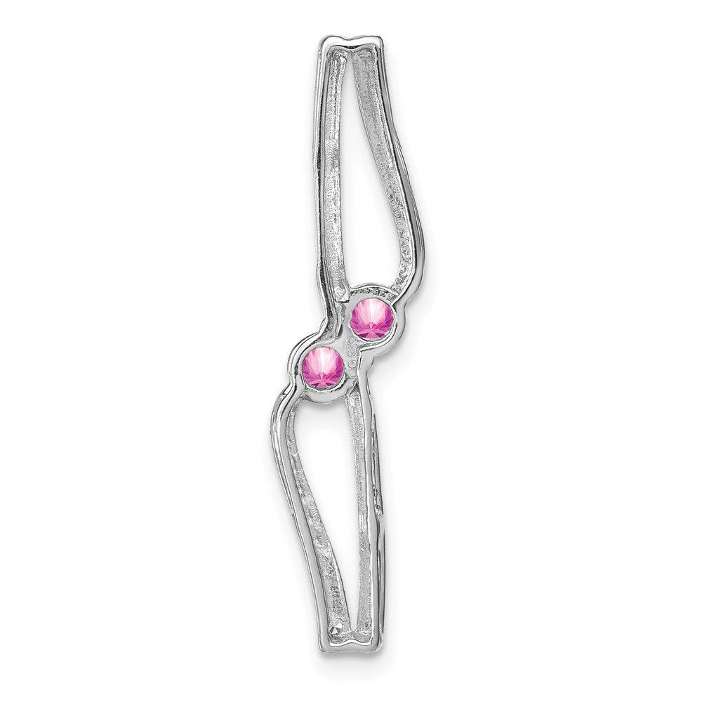 14K Weißgold Erzeugt Rosa Saphir und Echt Diamant Kette Anhänger