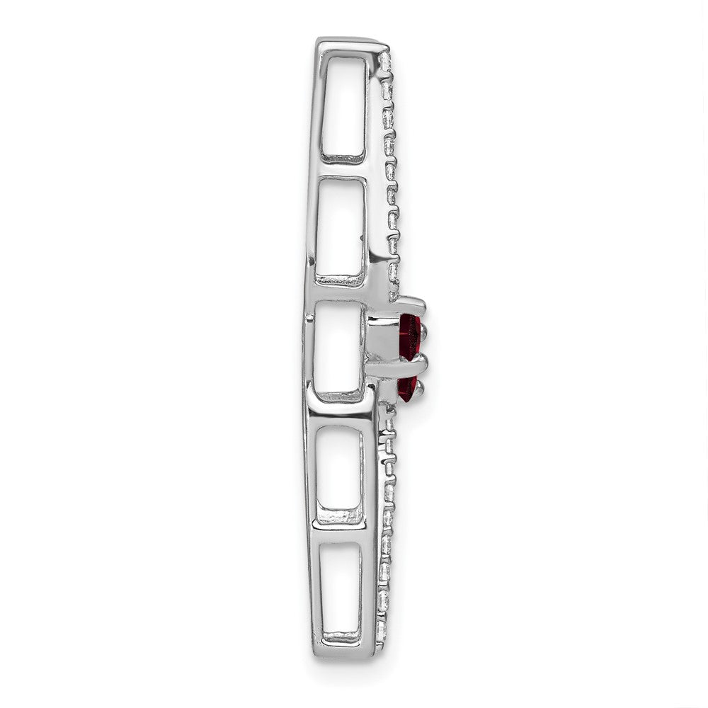 14K Weißgold Granat und Echt Diamant Kette Anhänger