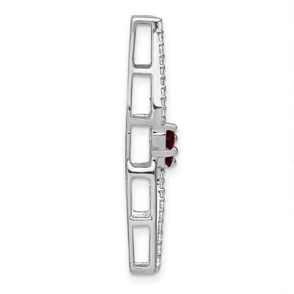 14K Weißgold Granat und Echt Diamant Kette Anhänger