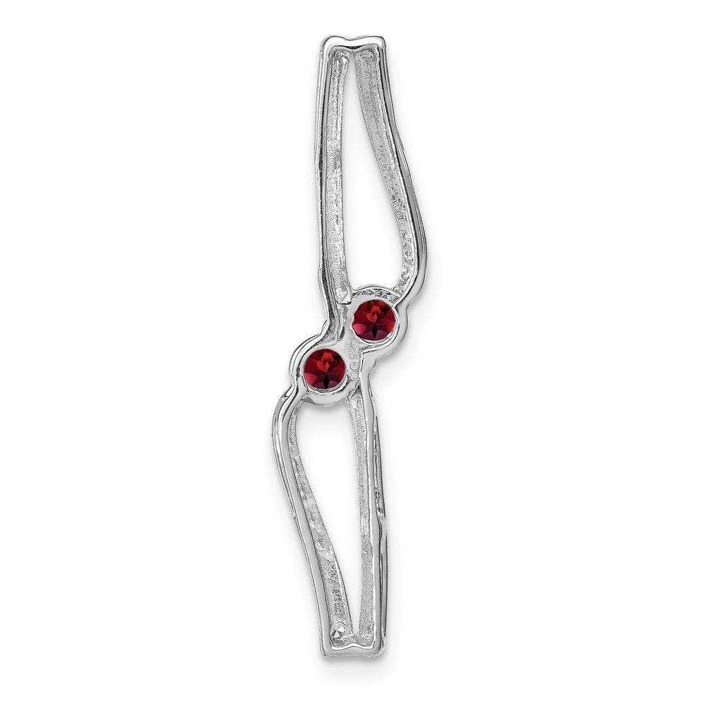 14K Weißgold Granat und Echt Diamant Kette Anhänger
