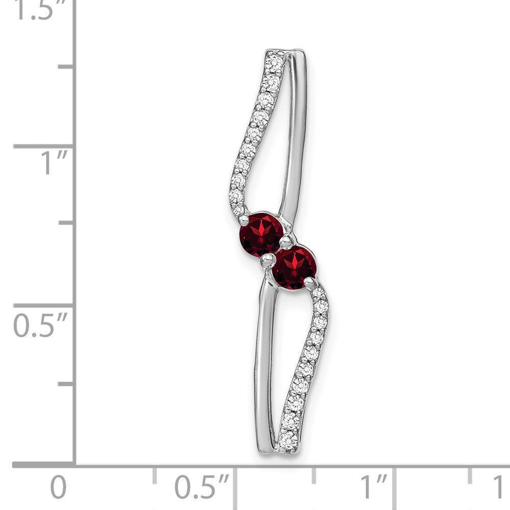 14K Weißgold Granat und Echt Diamant Kette Anhänger