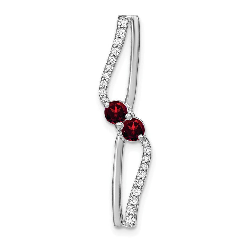 14K Weißgold Granat und Echt Diamant Kette Anhänger