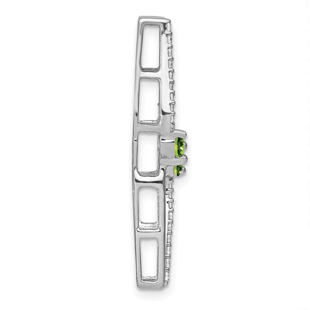 14K Weißgold Peridot und Echt Diamant Kette Anhänger