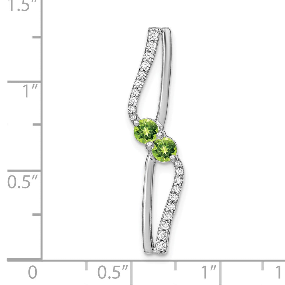 14K Weißgold Peridot und Echt Diamant Kette Anhänger