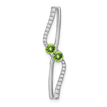 14K Weißgold Peridot und Echt Diamant Kette Anhänger