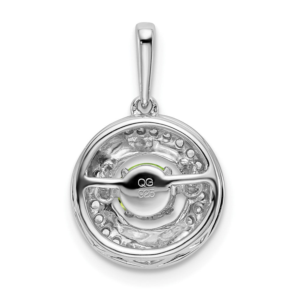 14K Weißgold Anhänger mit rundem Peridot und echtem Diamant