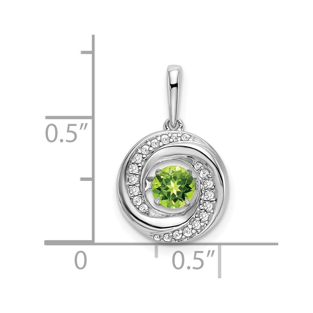 14K Weißgold Anhänger mit rundem Peridot und echtem Diamant