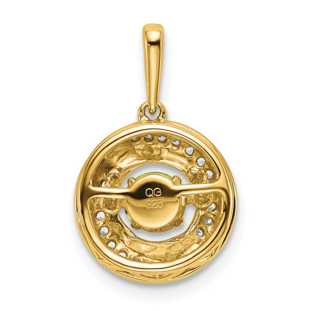 Anhänger aus 14K Gelbgold mit rundem Peridot und echten Diamanten
